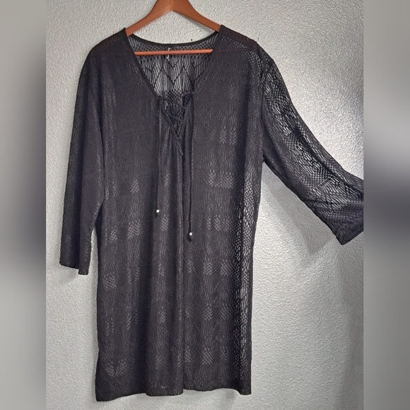 Black Lace Porto Cruz Swim Suit Cover Up - Picture 9 of 12